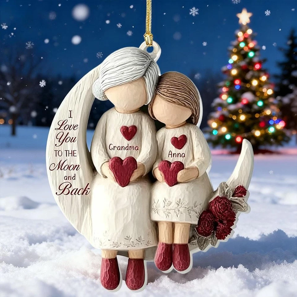 Acrylic Pendant Grandparents Moon I Love Love You to The Moon and Bacღ - image 2 of 4