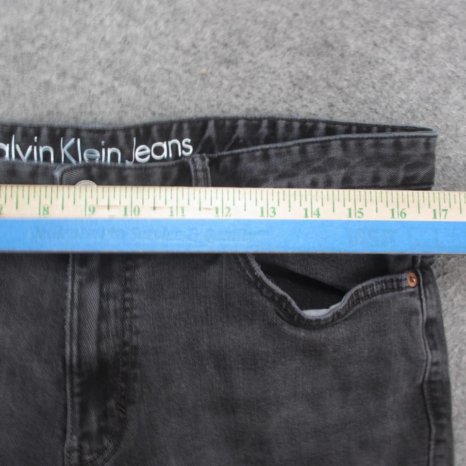 Calvin Klein Jeans Mens Jeans 34x32 Gray Black Wash Slim Fit Tapered Leg Denim - Image 3 of 4