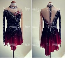 Ice Figure Skating Dress Rhythmic Gymnastics Twirling Competition red dyeing
