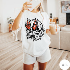 Everything is Fine Shirt, Vintage Comfort Colors Unisex T-Shirt, Skull Oversized