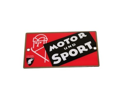 Emaille Kühlerplaktte Badge Motor und Sport 10cm x 5,5cm