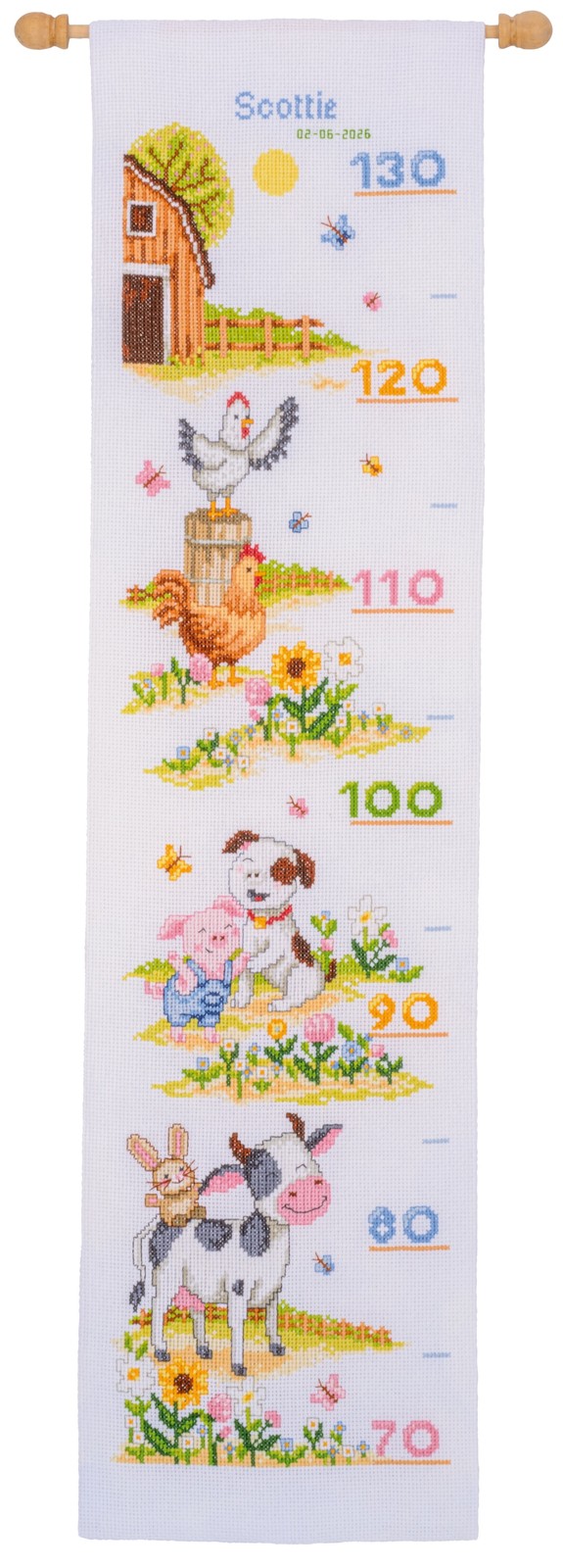 Vervaco counted cross stitch kit bar ""Farm animals"", 18x70cm