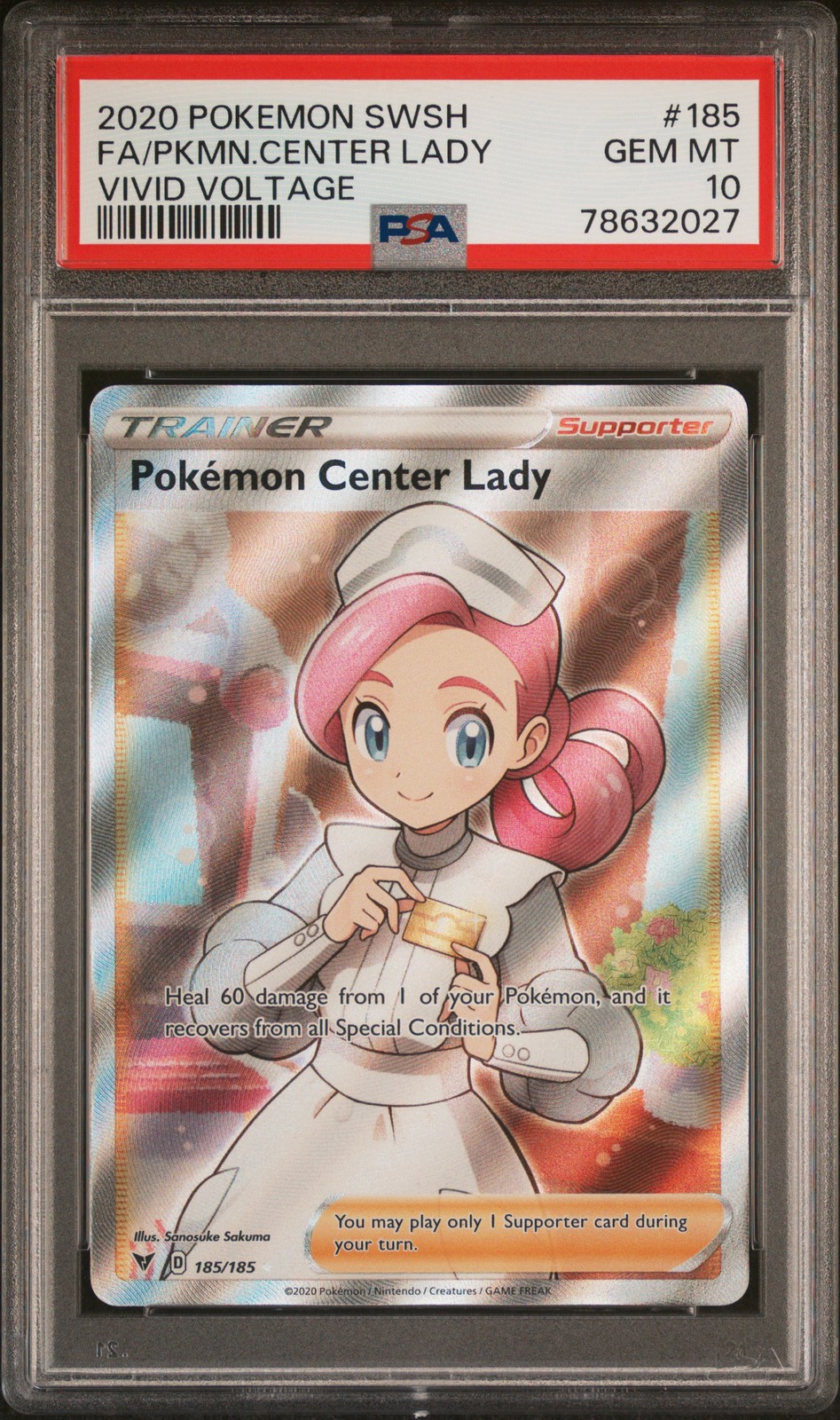 Pokemon Full Art/pokemon Center Lady 185 Vivid Voltage PSA 10