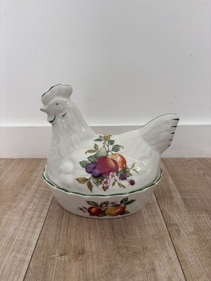 Vintage Keramik Huhn Aufbewahrung Eierhalter Blumen Landhaus Regal Sammlung
