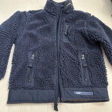 Boys Gap Navy Blue Sherpa/ Fleece Jacket Sz 6-7