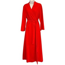 Vintage Vanity Fair Red Ribbed Wrap Robe Hollywood Regency Retro Glam cozy Chic