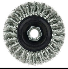 5-pack Weiler 13113 Stainless Twist Wire Wheel, 4" Dia, 1/2" wide, 5/8"-11 Arbor