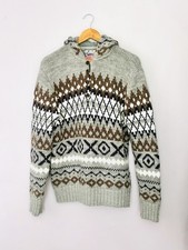 Lee Cooper Grey Nordic Pattern ChunkyKnit Hoodie Size L Chest 44? Alpaca Wool M6