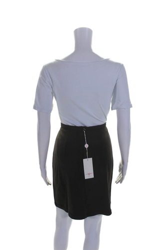 Emanuel Ungaro Womens Wool Floral Embroidered Front Slit Skirt Brown Size EUR 42 - Picture 3 of 4