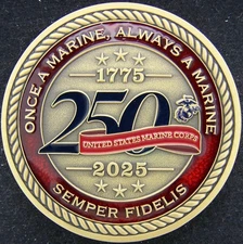 US Marine Corps 250th Anniversary Once a Marine Always a Marine Challenge Coin
