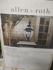 allen + roth Brayden 21.63-in Matte Black Traditional Outdoor Light Post Lantern