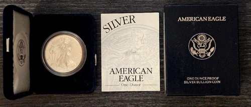 AMERICAN EAGLE ONE OUNCE PROOF SILVER BULLION COIN 1997-P BRAND NEW BOX CASE COA