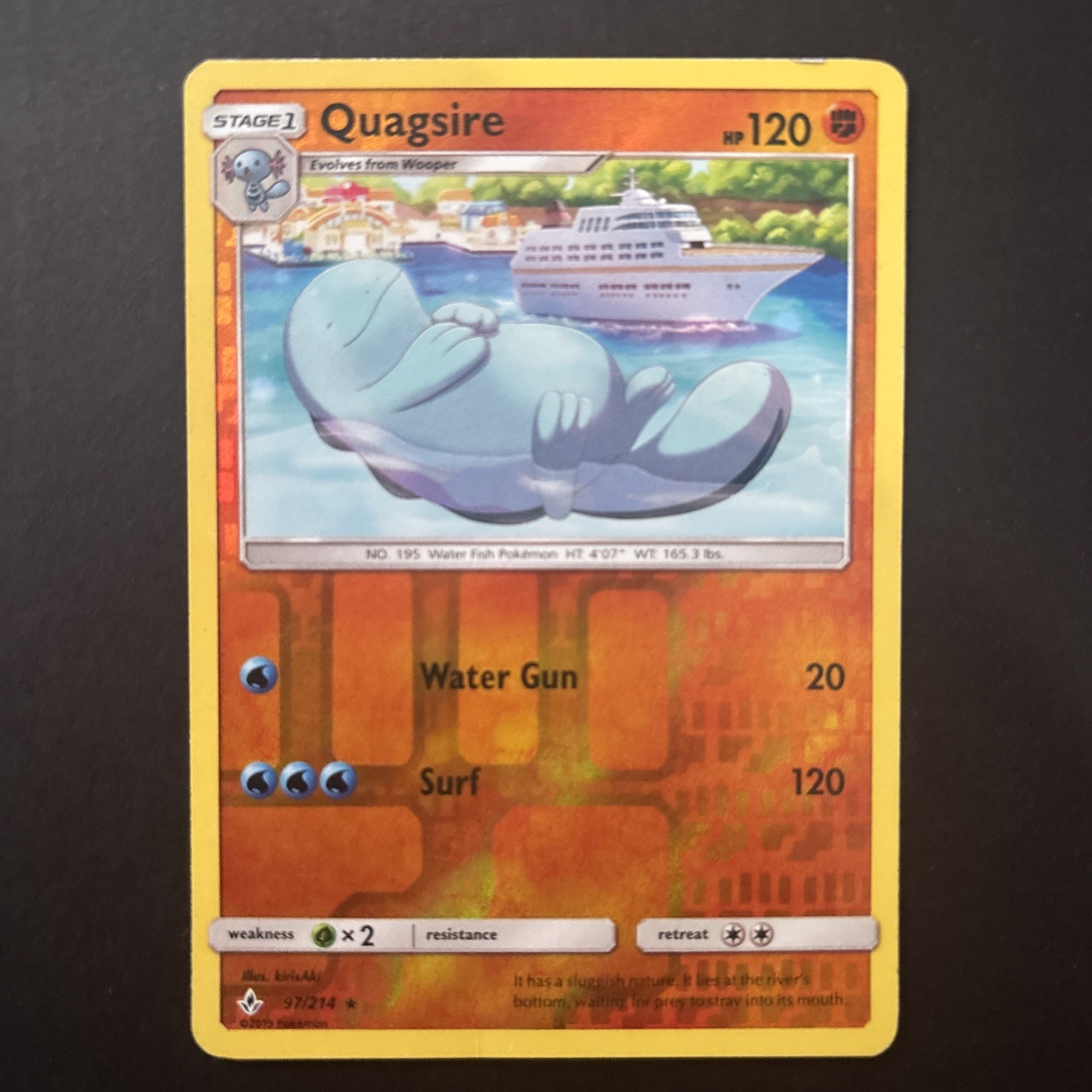 2019 POKEMON UNBROKEN BONDS 97/214 QUAGSIRE REVERSE HOLO