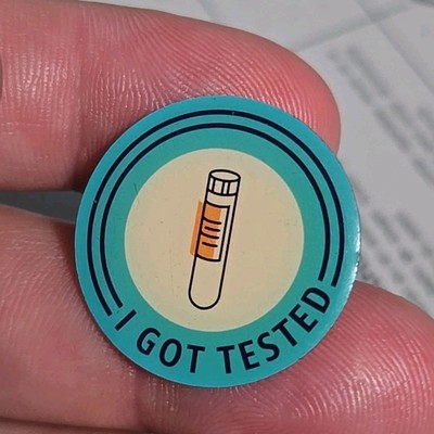 I Got Tested Test Tube 1'' Round Metal Blue Vintage Pin