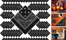 100 Pack Bandanas Unisex Paisley Bandanas Bulk Multi Purpose Black Stylish