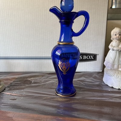 Avon Cobalt Blue Bottle With Stopper Gold Accent