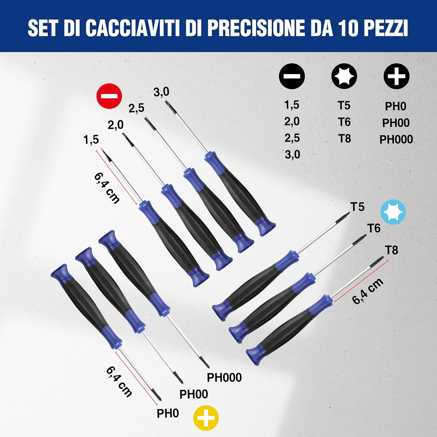Mini Kit Cacciavite Magnetico 10 Pezzi - Ideale per Occhiali e PC - 3
