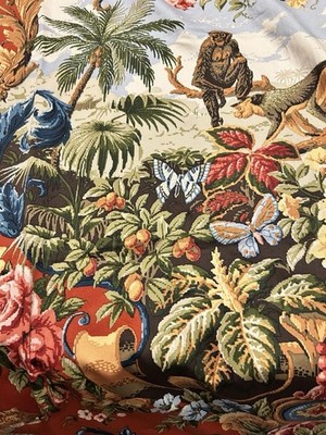 SCALAMANDRE EXOTIC LEOPARD PARROT SAFARI BIRD PARADISO INDIANO RED Sample