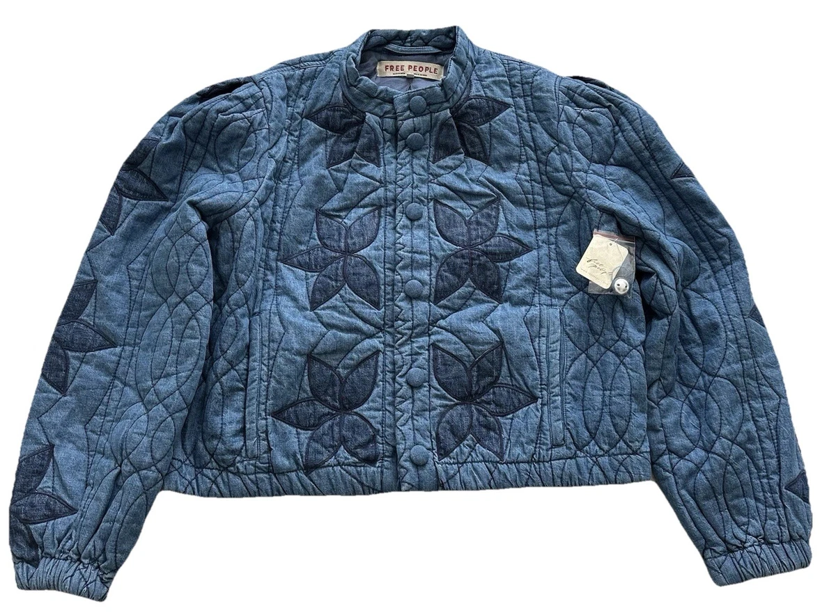 Veste Bomber Free People Femme - Petit (S) - Bleu Indigo - Avec Poches