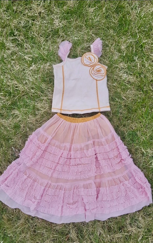 BABY LULU Girls Pink Tulle Tutu Skirt Ruffle Layered Long Pull-On Size 5