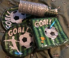120pcs (30 Guests) Football Plates Bowls Cups Napkins Tissues Set World Cup Goal