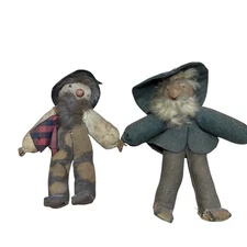 VTG 1930’s Primitive Cloth Dolls – Lot of 2 Handmade Folk Art Style Rag Dolls