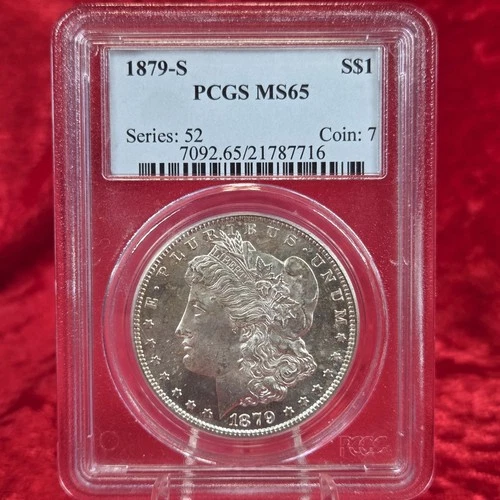 1879-S Morgan Silver Dollar $1 PCGS MS65 Series 52 Coin 7