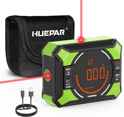 Digital Angle Gauge with Laser Level, Rechargeable 3-In-1 Digital Angle Finder w