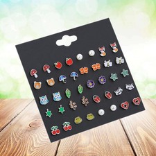 20 Pairs Mixed Alloy Fruit Animal Ear Earrings Set for Women Elegant Style
