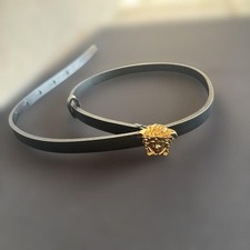 Versace Womens Belt Unisex Black Leather Used