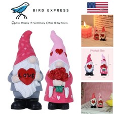 Valentine's Day Decorations Set of 2 Pink and Red Resin Gnome Figurines