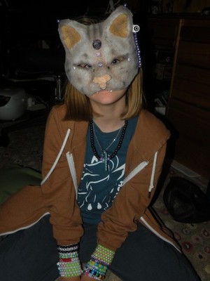Therian Cat Face Mask Hand Made Painted Art Cosplay Felted Ren Faire Halloween