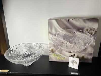 Godlinger Crystal Floral Daisy  Footed Bowl, 24% Lead Crystal. 13 x 5 .  New/Box