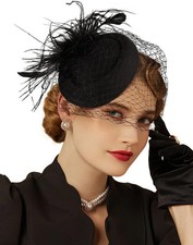 Fascinators Hats 20S 50S Hat Pillbox Hat Cocktail Tea Party Headwear with Veil f