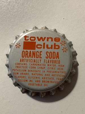 Lot Of 6 TOWNE CLUB ORANGE SODA Plastic Lined Soda Bottle Cap Warren, MI  