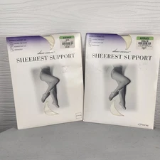 2 Packs Sheer Caress Sheerest Support Pantyhose White Sz Average NEW Vintage 