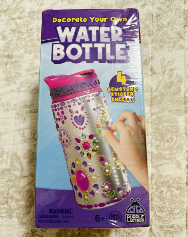 Purple Ladybug Decorate Your Own Water Bottle Craft Kit w/ Gemstone Stickers