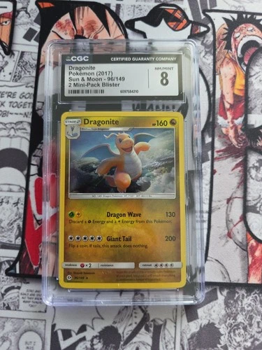 Pokémon TCG Sun & Moon Dragonite Holo Rare Card 96/149 CGC 8
