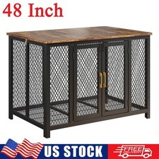 48" Large Dog Crate Wooden Cat Kennel Cage End Table Pet Furniture with Top Door
