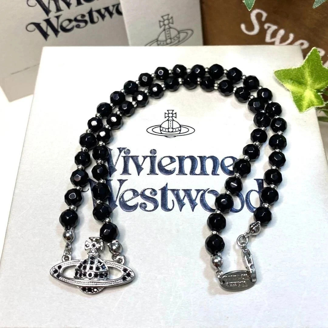 Vivienne Westwood Orb Necklace Choker Black Row Pearl Orb N296