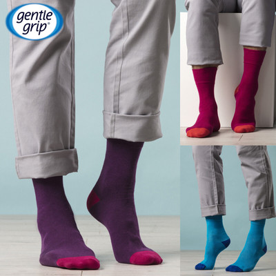 Gentle Grip - Men's Socks Cotton Light Colourful Pattern Cotton Socks No Elastic