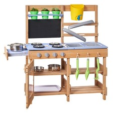 Mud Kitchen,Outdoor Mud Kitchen for Kids,Wood Outdoor Play Kitchens w/Stoves,Hoo