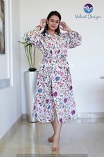 Indian Nightwear Robe Gown Dress Cotton Long Kimono Hand Block Printed Women's
