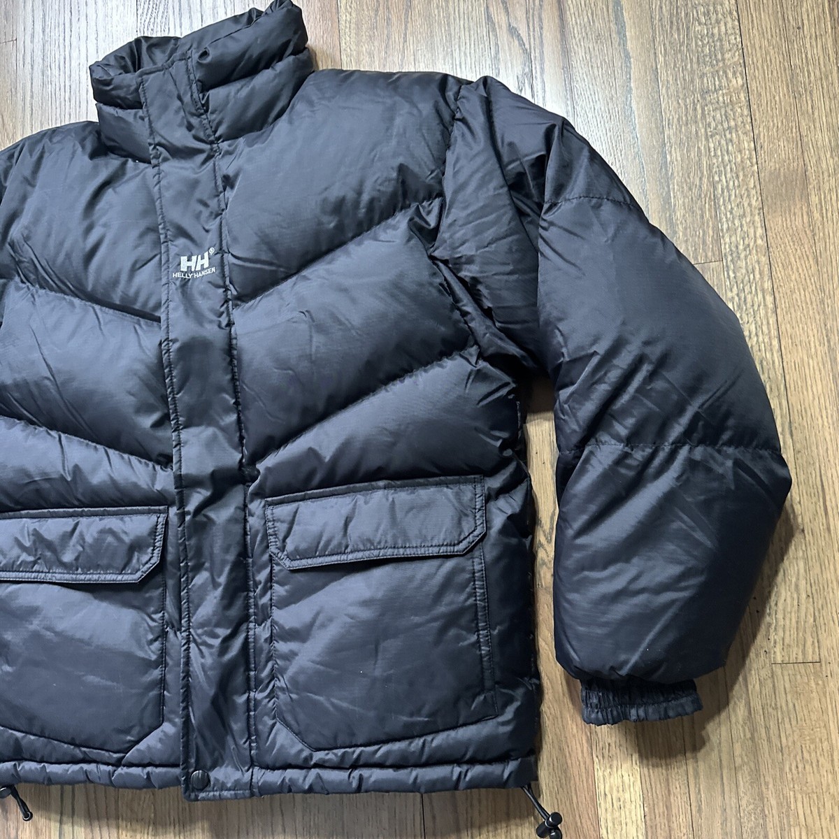 Vintage Helly Hansen Down Filled Puffer Coat Jacket Skiing 1990’s SZ Small Black View 5