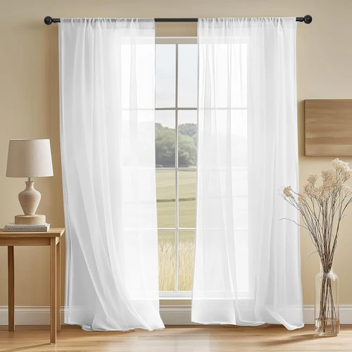 Voile Curtains Pair (2 Panels) Of Lucy Voile Net-Slot Top Panels -Top Quality UK - Picture 5 of 14