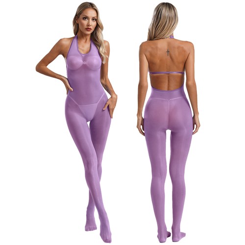 Womens Footed Stocking Tempting Jumpsuit Sleeveless Full Body Stockings Smooth - 第 50/76 張圖片