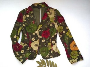 green jacket with flowers