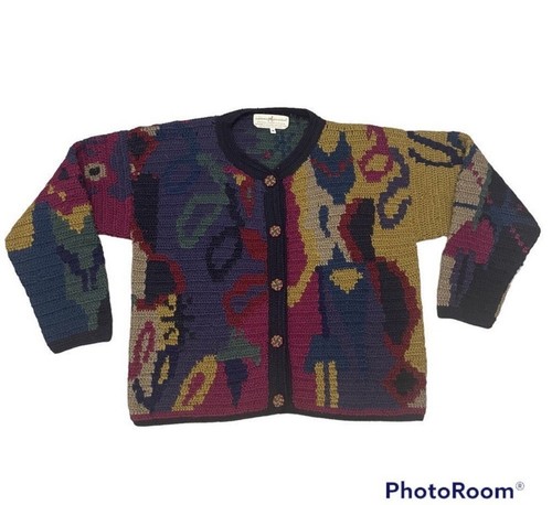 Peruvian Connection vintage cardigan button Knit sweater Medium - Picture 7 of 9