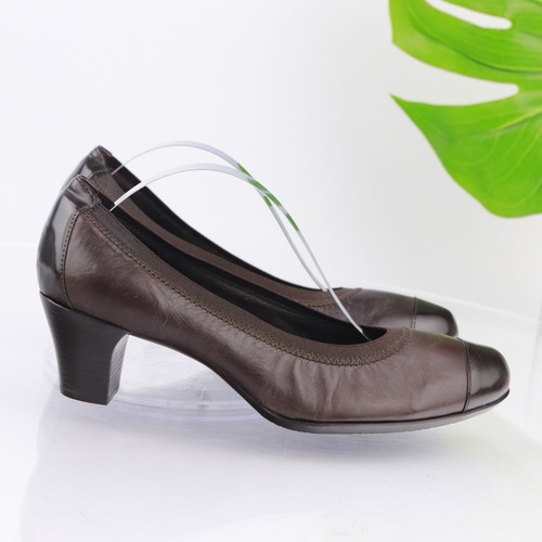 Munro Womens Odette Pump Size 7.5 WIDE Brown Leather Block Heel Dress Shoe Comfy - Picture 3 of 13