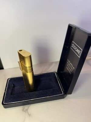 SAROME ELECTRIC Gas Lighter GOLD color With Box MADE IN JAPAN Vintage